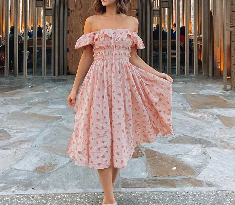 R.Vivimos Womens Summer Floral Print Puff Sleeves Vintage Ruffles Midi Dress (Large, Pink) - Image 5